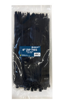 Multi-Purpose Zip Ties - Black 8in - 100 Count