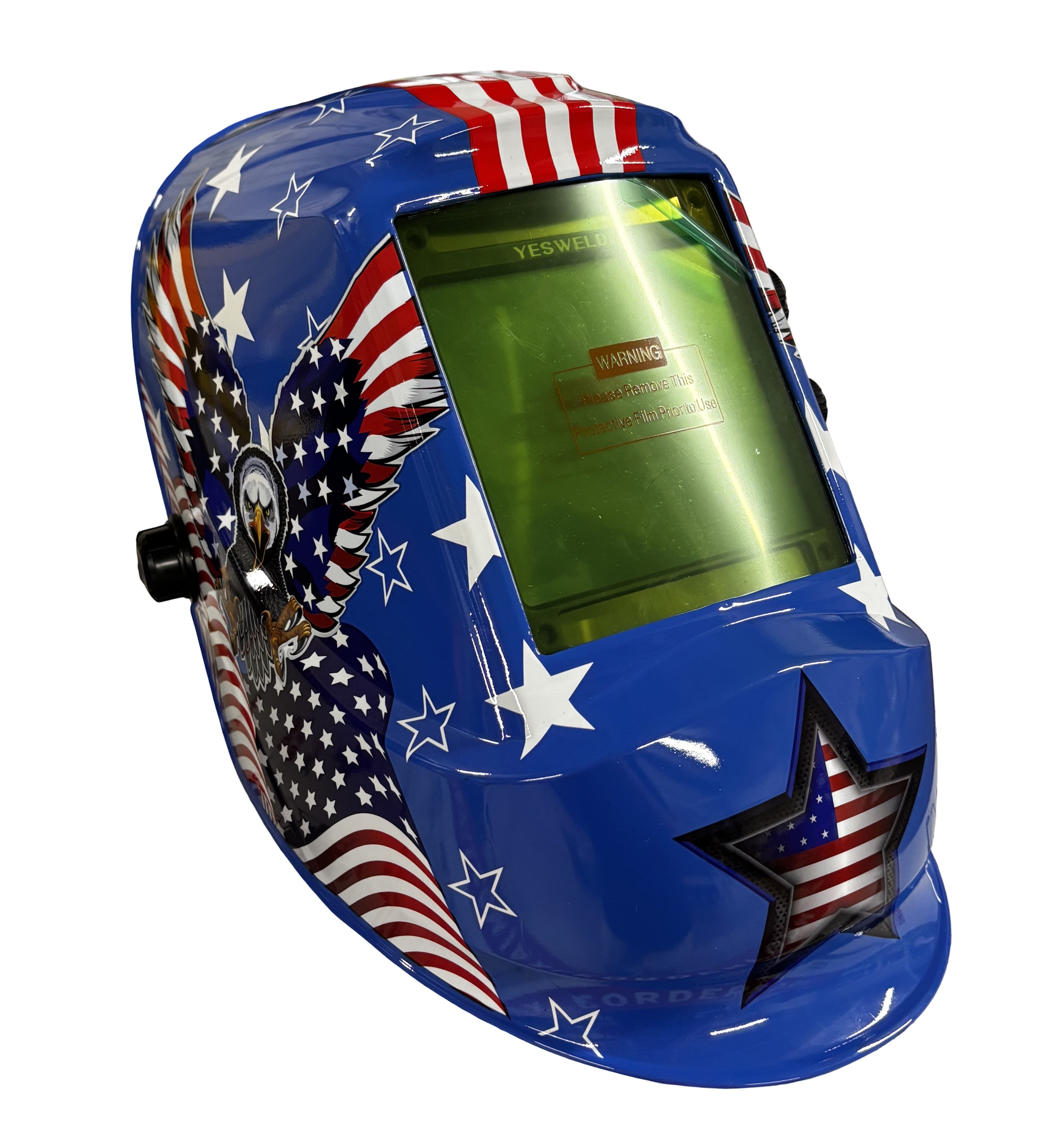YESWELDER Large View Auto-Darkening Welding Helmet - Red, White, Blue