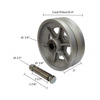 Cast Iron V-Groove Wheel 6in with Grease Zerk