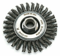 United Abrasives SAIT 03440 Knot Wire Wheel Brush – 4in x .020in Wire, 5/8‑11 Arbor
