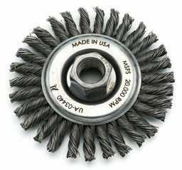 United Abrasives SAIT 03440 Knot Wire Wheel Brush – 4in x .020in Wire, 5/8‑11 Arbor