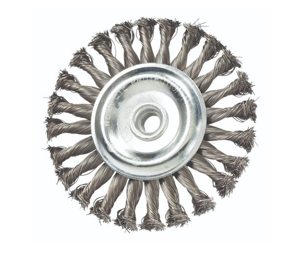 Mercer Knot Wire Wheel – Standard Twist 4in x 1/2in x 5/8in-11 .020 Carbon Steel