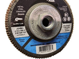 Meritus MGP4560JH Jumbo Flap Disc – 4-1/2in x 5/8-11, Z 60 Grit, Type 27 Grinding Disc