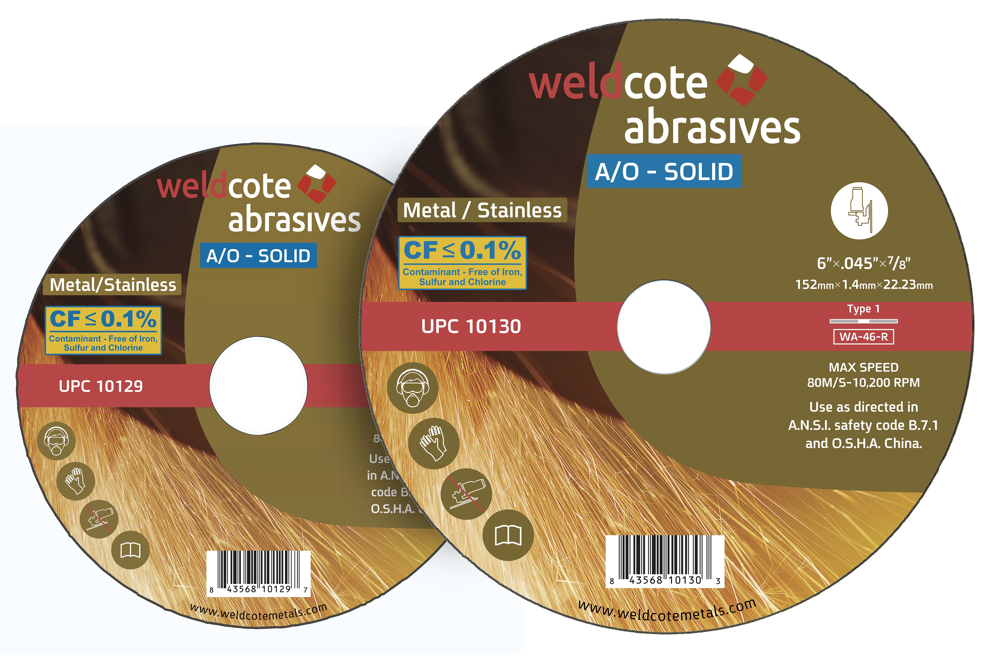 Weldcote 4-1/2in x .045in x 7/8in T27 WA-46-BF A-SOLID Cut-Off Wheel