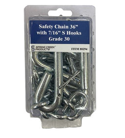 Safety Chain 1/4in x 36in with 7/16in S Hooks