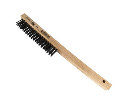 Anchor 388 Curved Handle Scratch Brush – 3x19 Rows Carbon Steel Bristles, Heavy-Duty Wire Brush