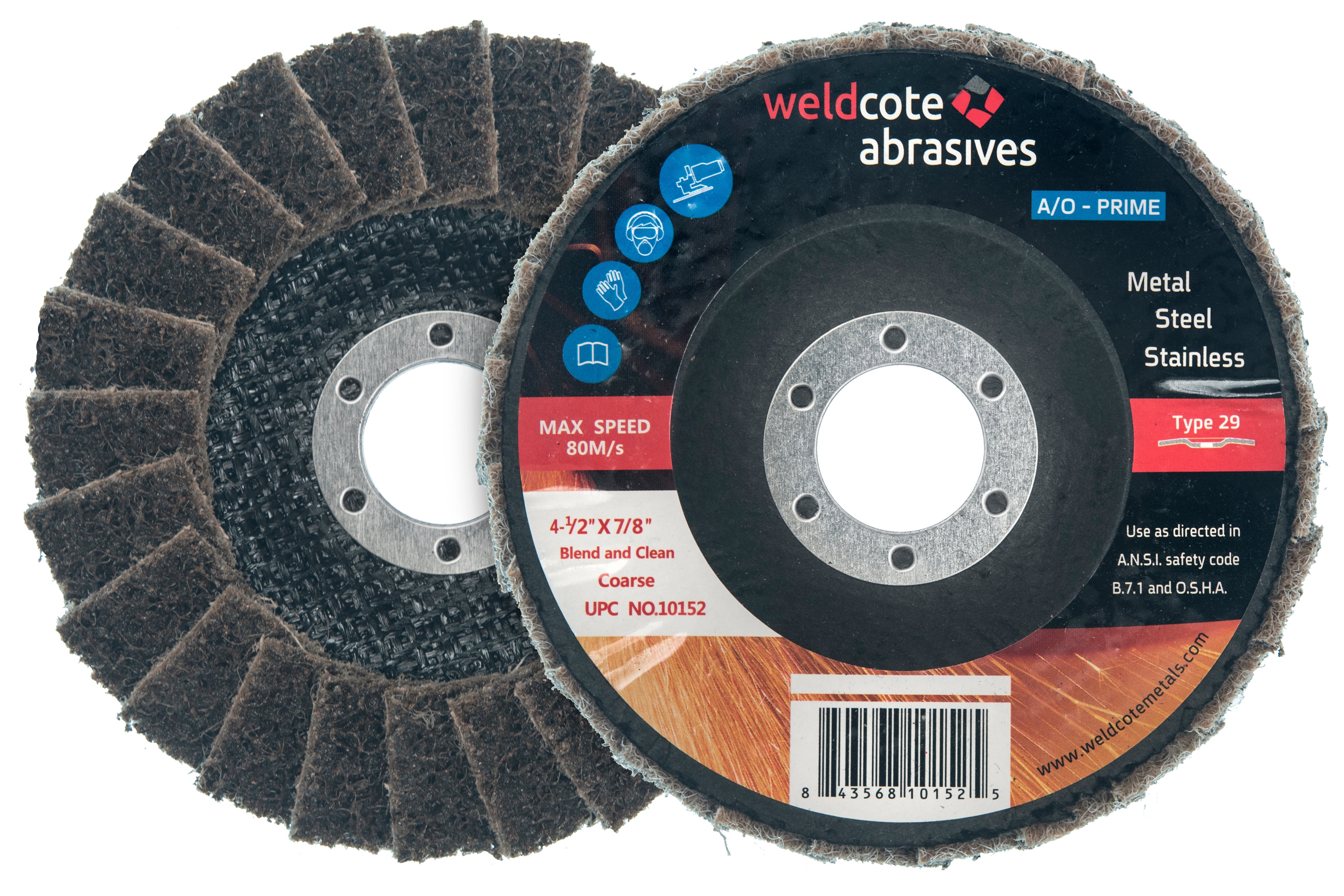 Weldcote 4-1/2in x 7/8in T29 Blend and Clean Very Fine (Blue) A-PRIME Flap Disc