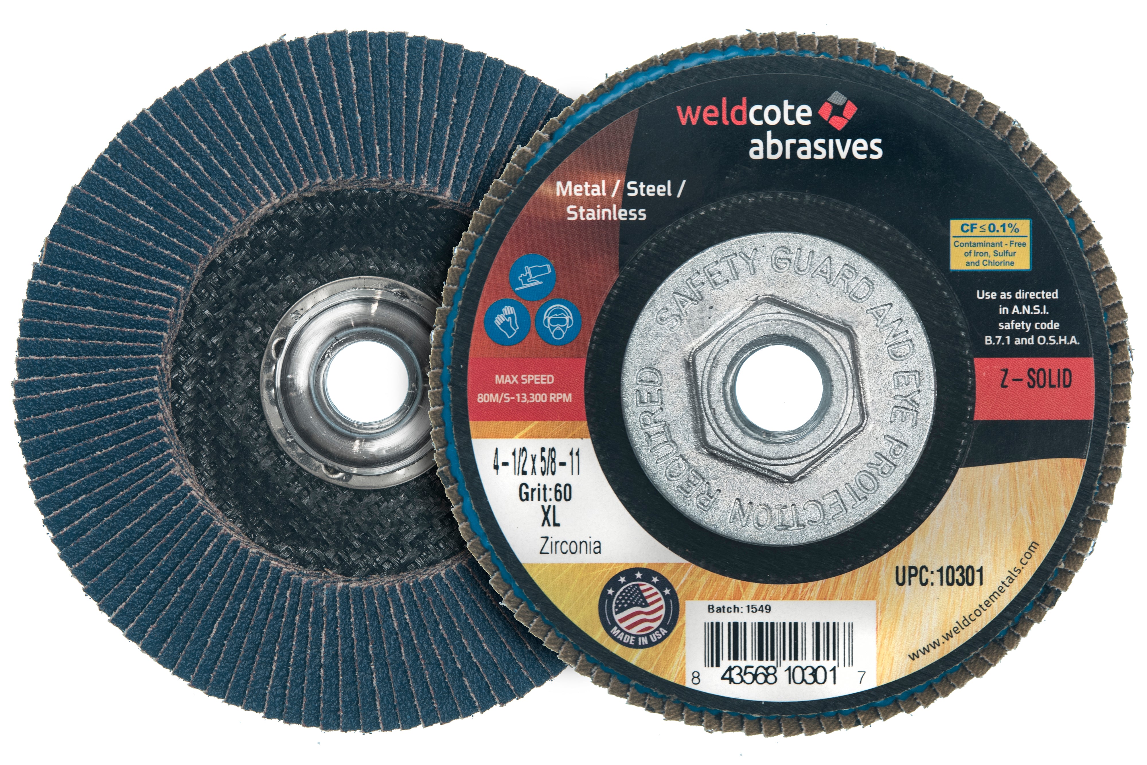 Weldcote 6in x 7/8in Z-SOLID Regular 40 Grit Flap Disc – Compressed